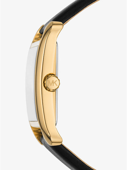 Michael Kors Petite Monroe Gold-Tone and Leather Watch