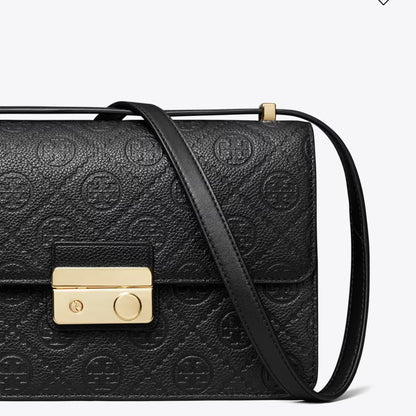 Tory Burch T MONOGRAM PEBBLED SHOULDER BAG