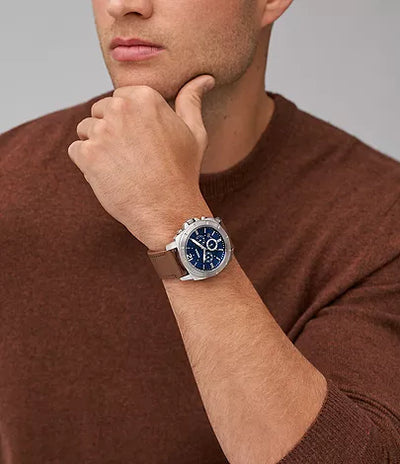 Fossil Privateer Chronograph Brown Leather Watch
