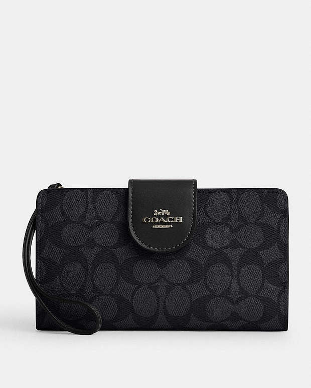 Coach Phone Wallet In Signature Canvas