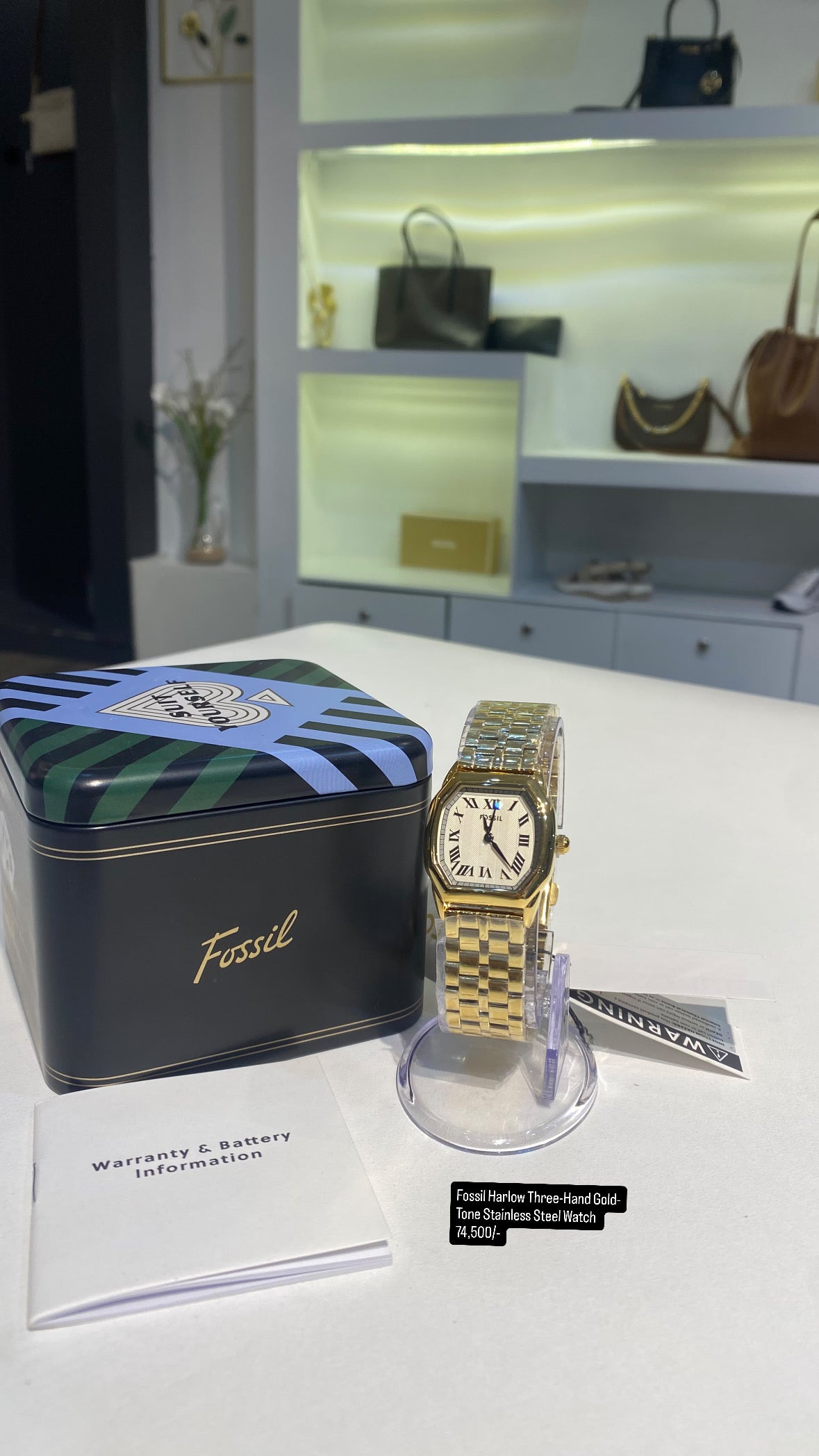 Fossil Harlow 27mm Three-Hand Gold-Tone Stainless Steel Watch