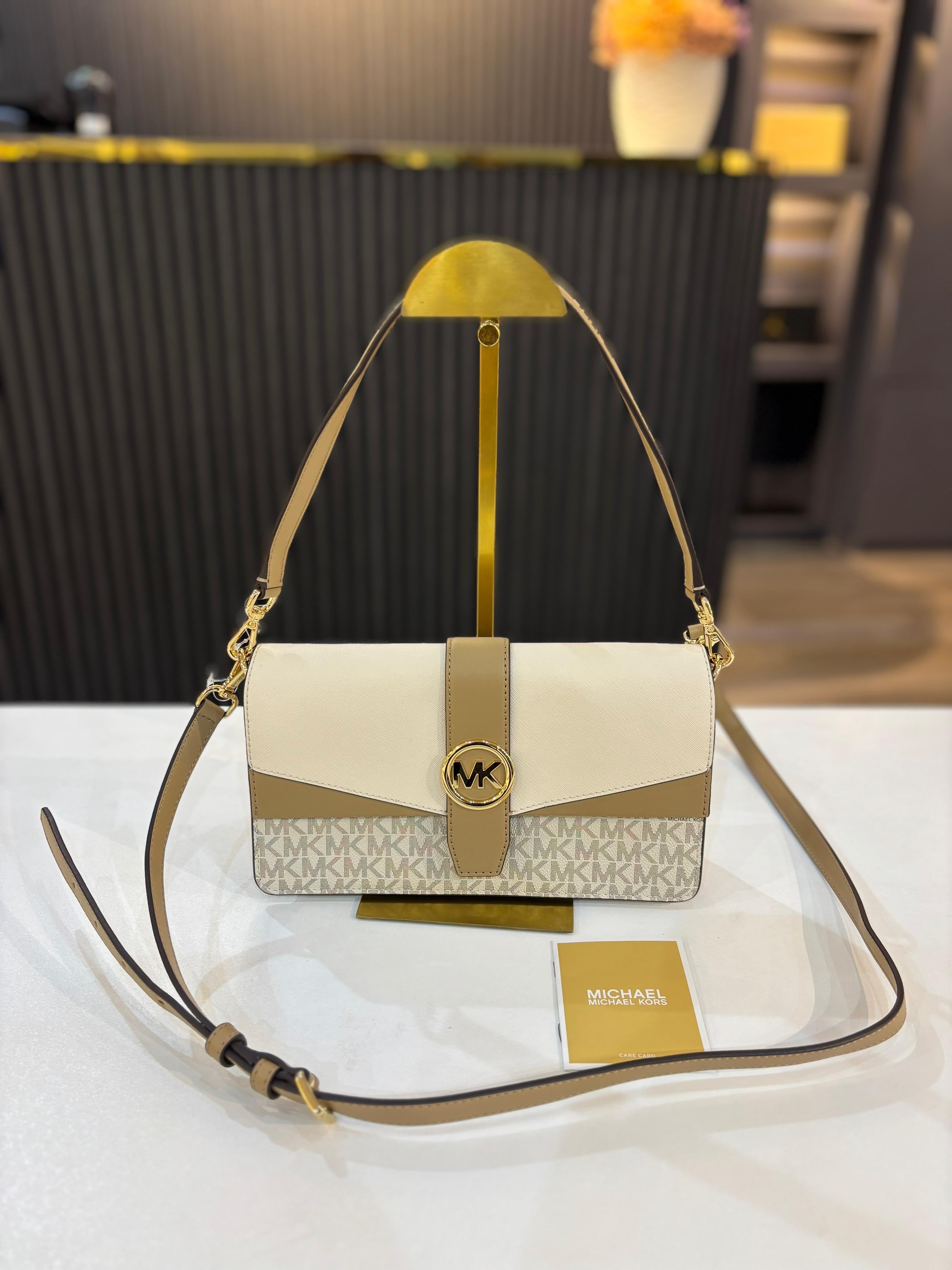 Michael Kors GREENWICH MEDIUM SIGNATURE LOGO CONVERTIBLE SHOULDER BAG