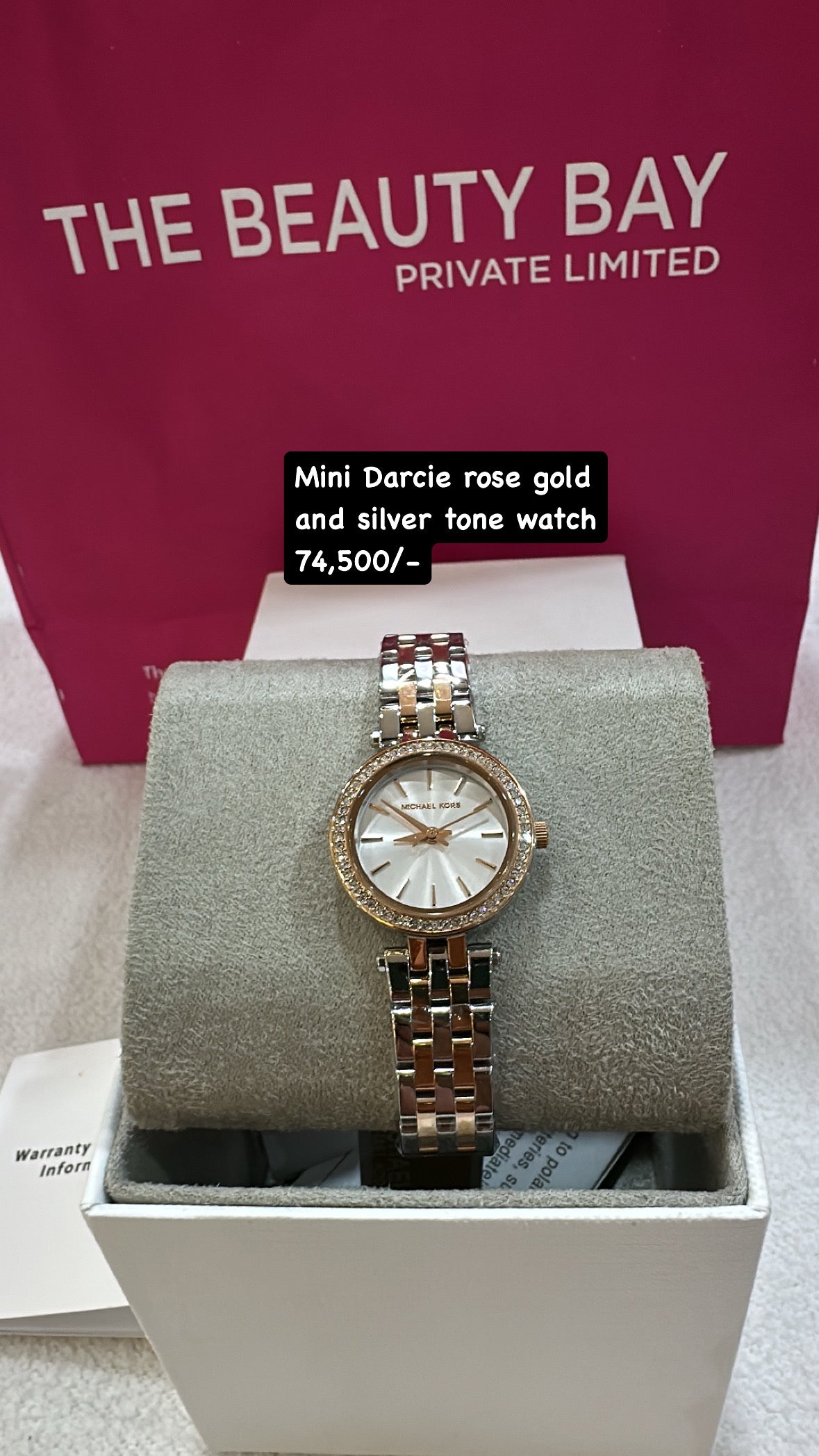 MICHAEL KORS DARCI MINI ROSE GOLD TONE AND STAINLESS STEEL LADIES WATCH