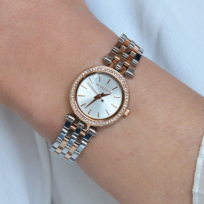 MICHAEL KORS DARCI MINI ROSE GOLD TONE AND STAINLESS STEEL LADIES WATCH