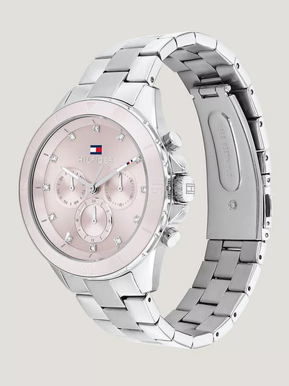 Tommy Hilfiger Watch with Sub-Dials and Pink Bezel Women