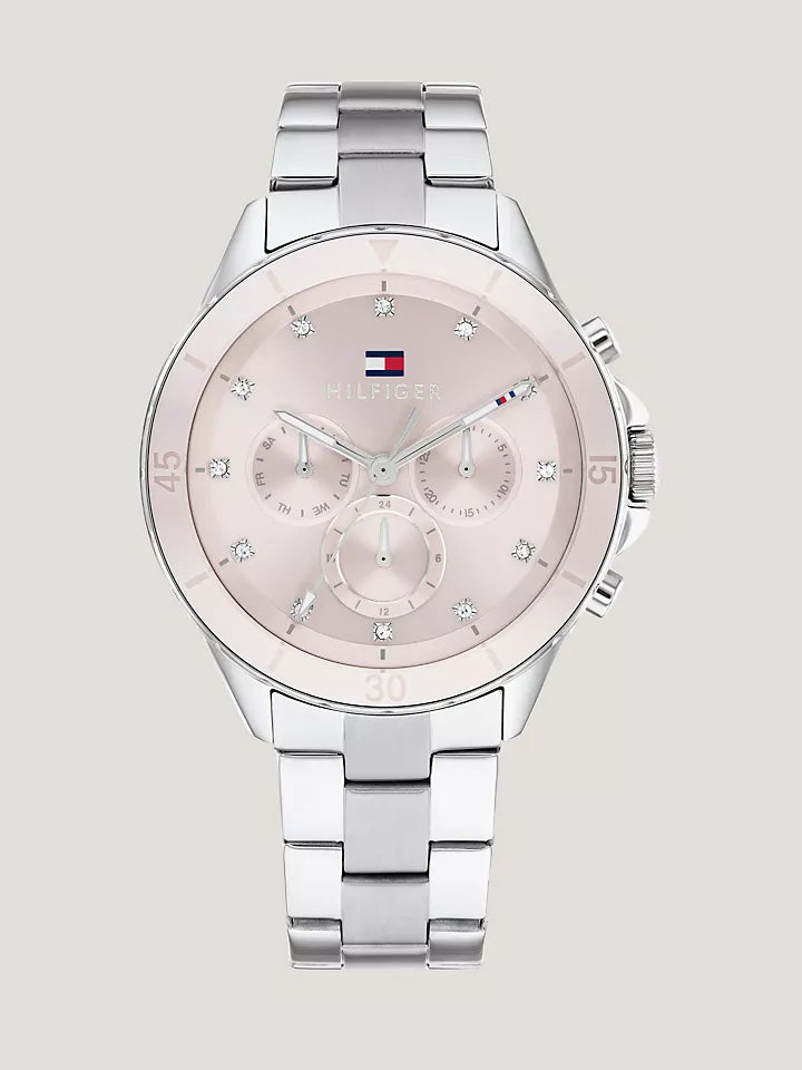 Tommy Hilfiger Watch with Sub-Dials and Pink Bezel Women