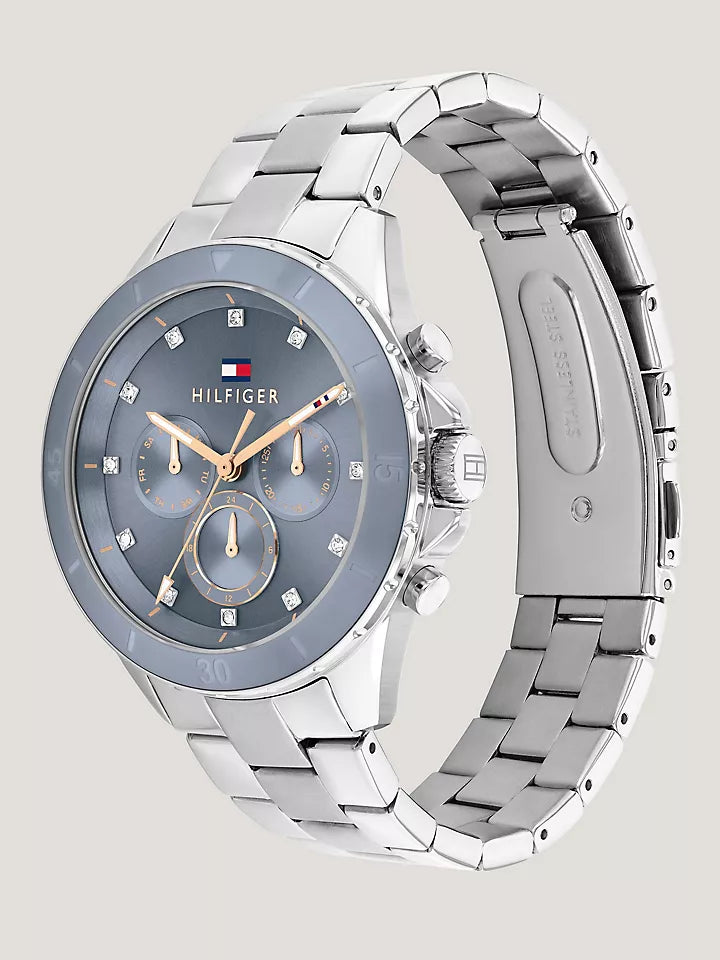 Tommy Hilfiger Watch with Sub-Dials and Blue Bezel Women