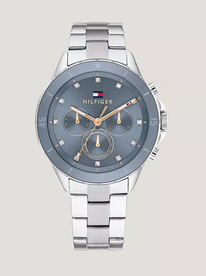 Tommy Hilfiger Watch with Sub-Dials and Blue Bezel Women