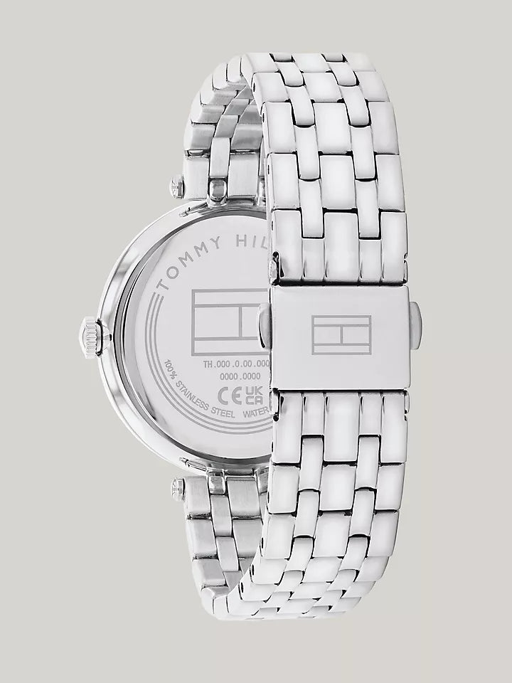 Tommy Hilfiger 34MM Crystal Bezel Silver Dial Watch Women