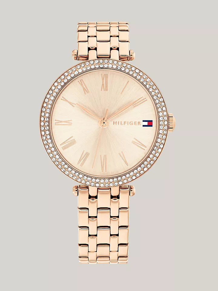 Tommy Hilfiger 34MM Crystal Bezel Carnation Dial Watch Women