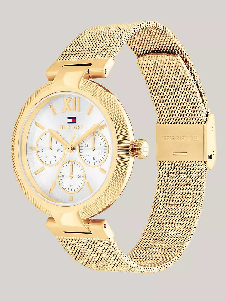 Tommy Hilfiger 36MM Multifunction Gold-Tone Mesh Watch Women