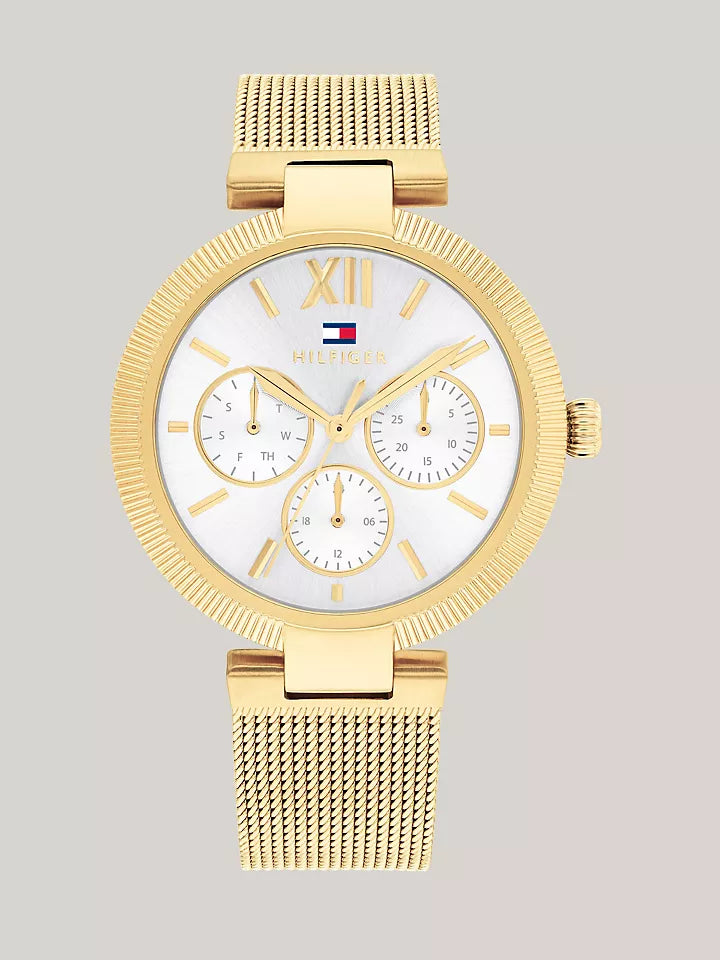 Tommy Hilfiger 36MM Multifunction Gold-Tone Mesh Watch Women