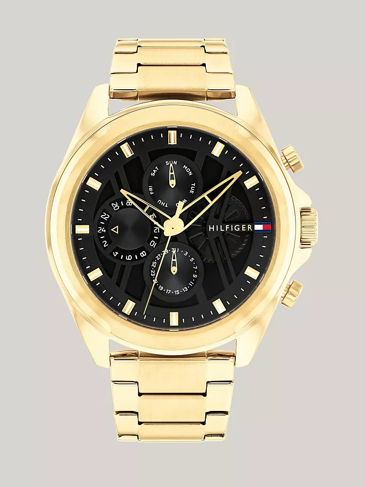 Tommy Hilfiger 48MM Black Dial Multi-Layer Watch