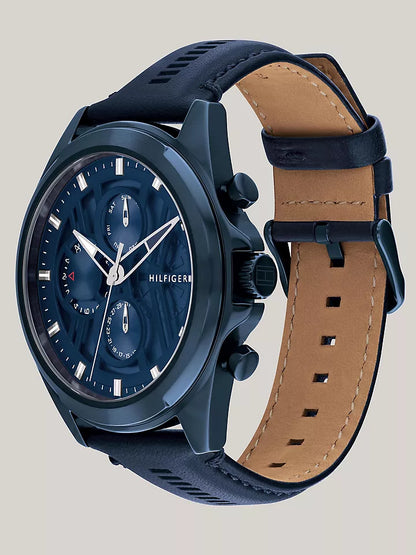 Tommy Hilfiger 48MM Blue Leather Multi-Layer Watch