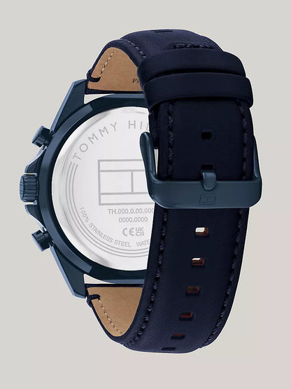 Tommy Hilfiger 48MM Blue Leather Multi-Layer Watch