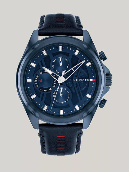 Tommy Hilfiger 48MM Blue Leather Multi-Layer Watch