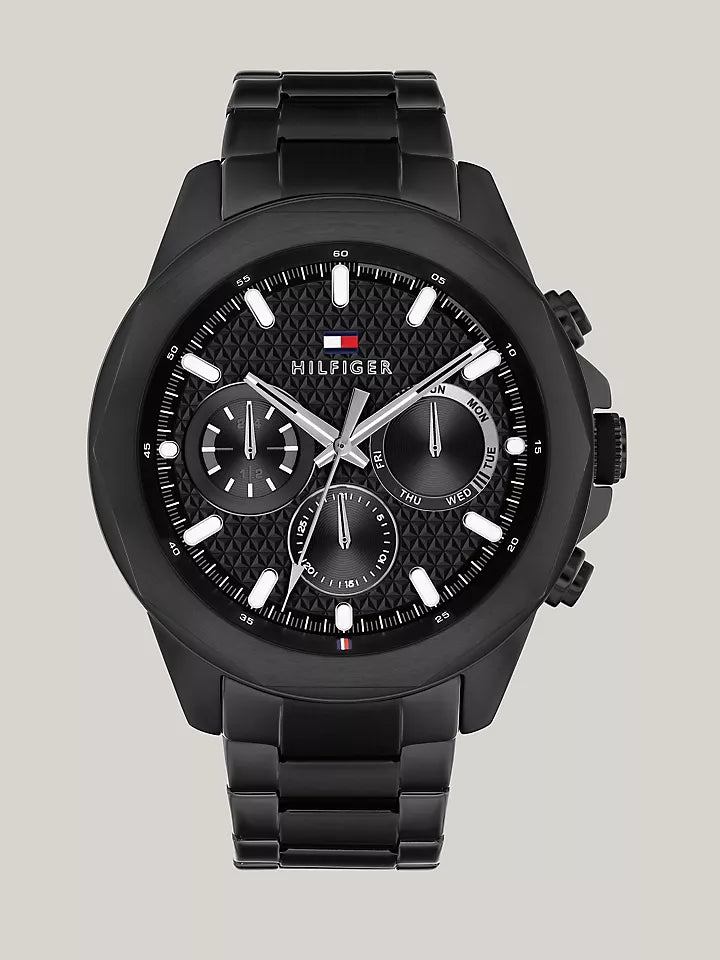 Tommy Hilfiger 46MM Black Ion-Plated Sport Watch