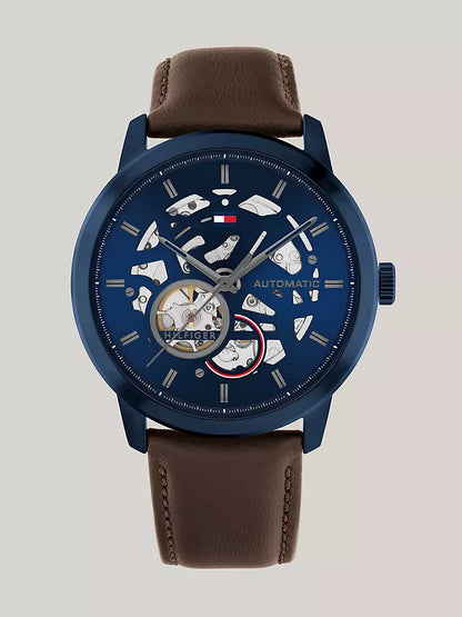 Tommy Hilfiger 43MM Blue Skeleton Dial Automatic Watch