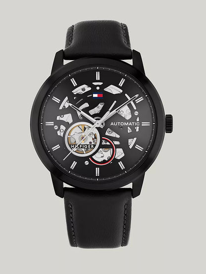 Tommy Hilfiger 43MM Black Skeleton Dial Automatic Watch