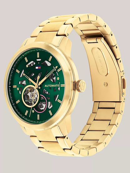 Tommy Hilfiger 43MM Green Skeleton Dial Automatic Watch