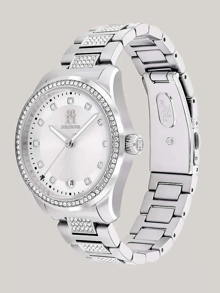 Tommy Hilfiger 36MM T85 White Dial Crystals Watch Women