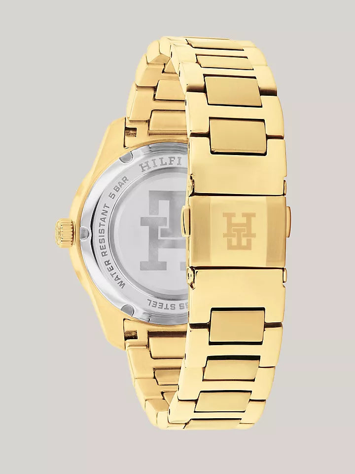 Tommy Hilfiger 36MM T85 Gold-Tone Crystals Watch Women