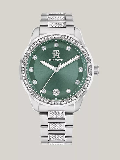 Tommy Hilfiger 36MM T85 Green Dial Crystals Watch Women