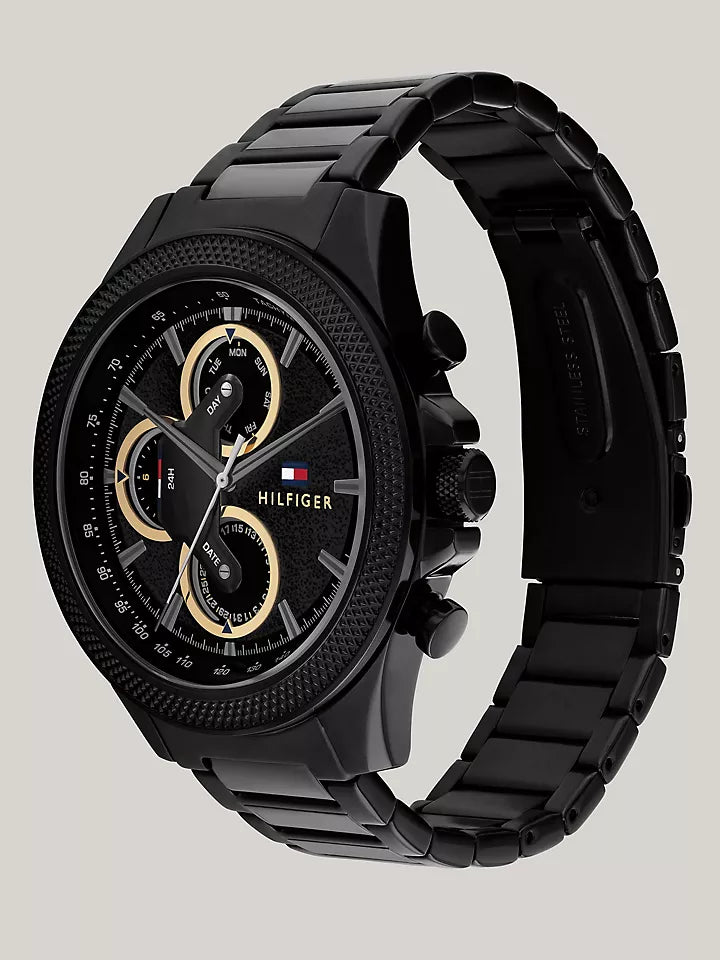 Tommy Hilfiger 46MM Black Ion-Plated Sport Watch