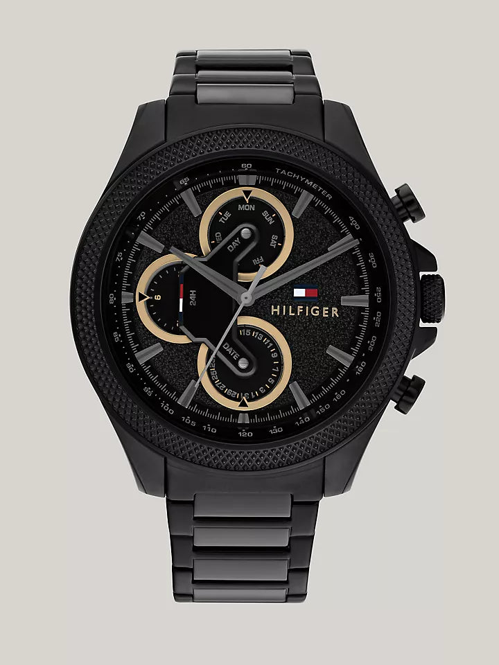 Tommy Hilfiger 46MM Black Ion-Plated Sport Watch