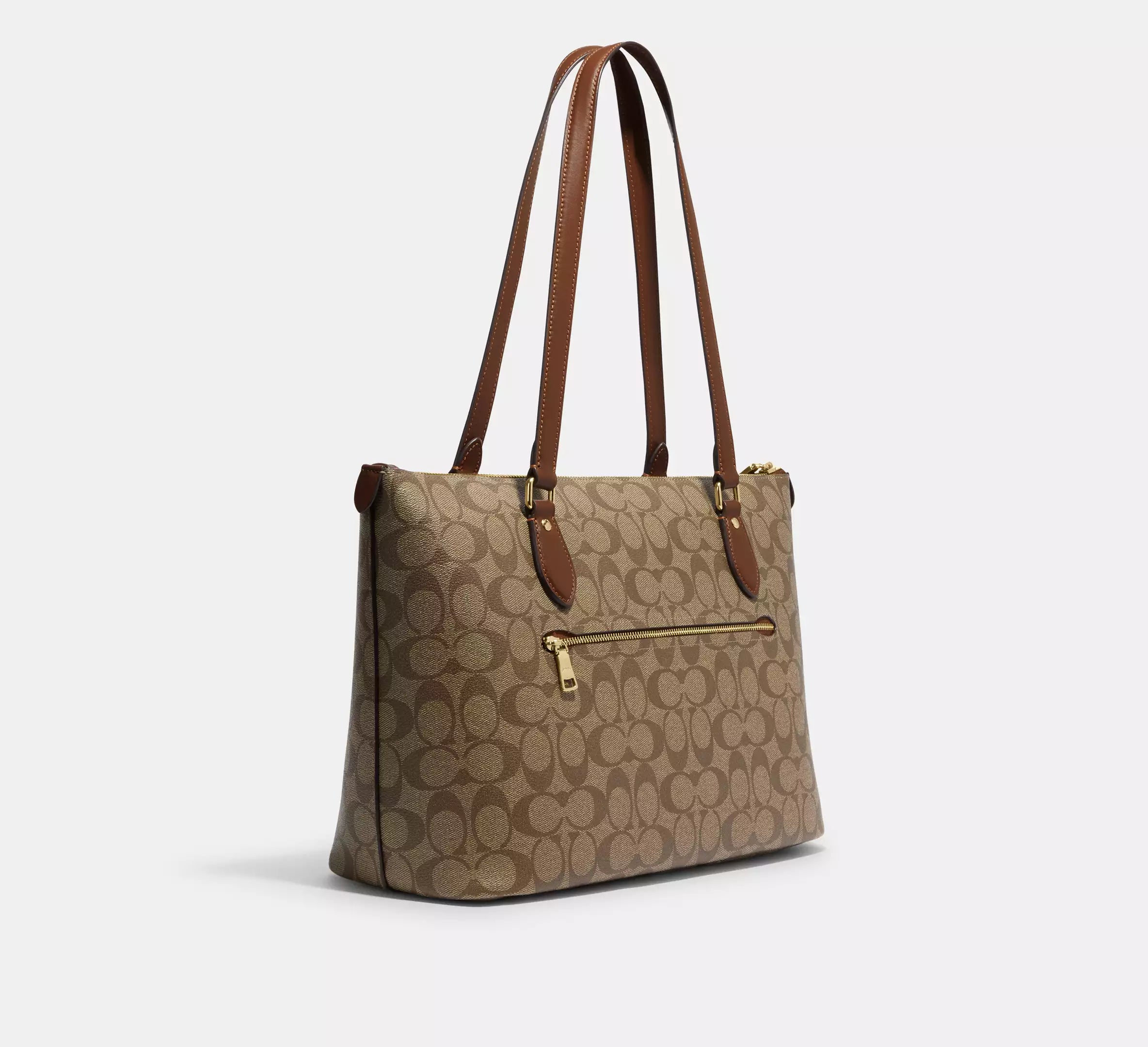 Coach Gallery Tote Bag In Signature Canvas - Gold Khaki Saddle 2