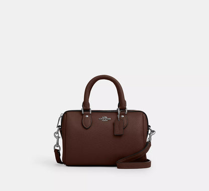 Coach Mini Rowan Crossbody Bag - Pebbled leather/Silver/Maple