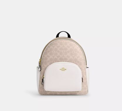 Coach Court Backpack In Signature Canvas - Signature canvas/Gold/Sand/Chalk